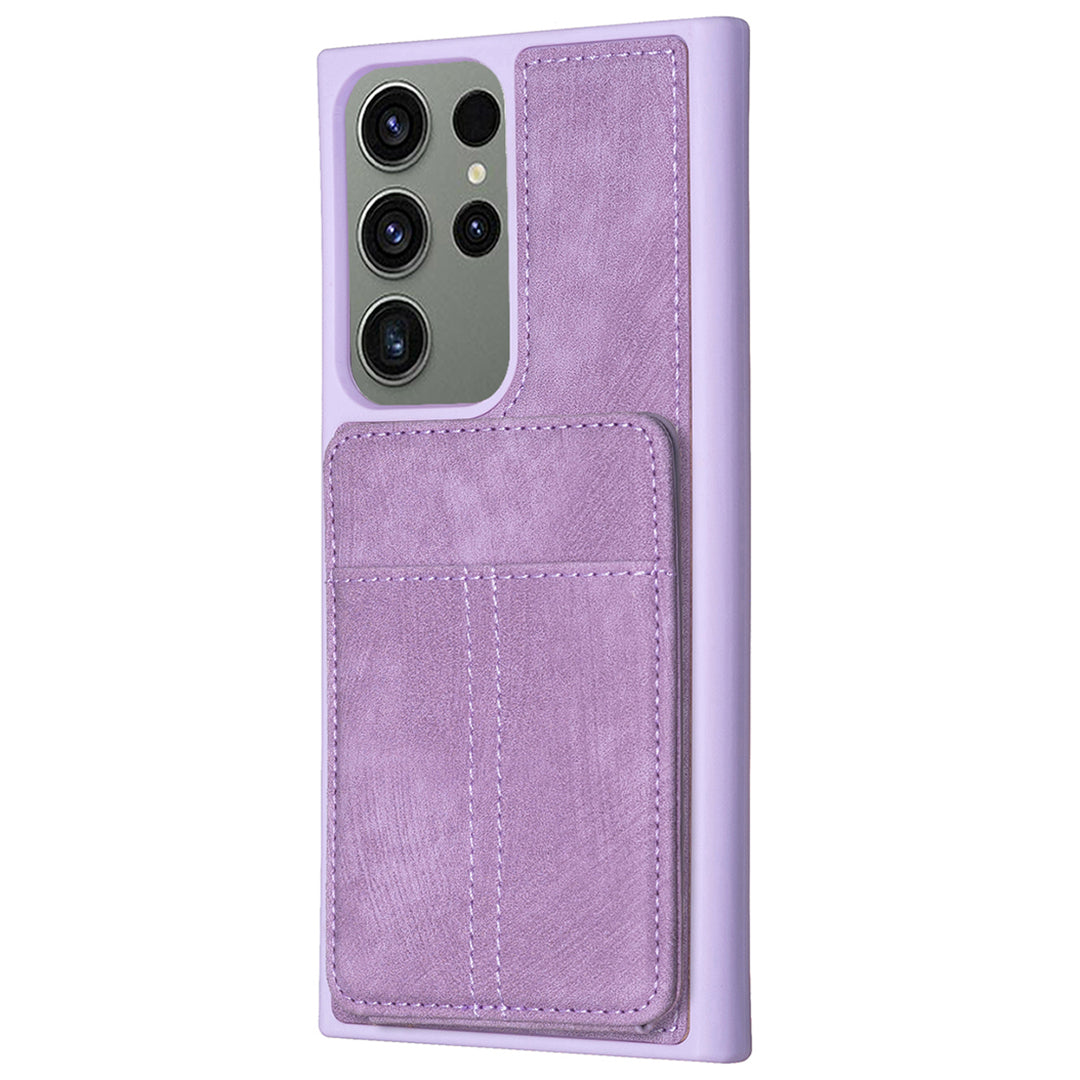 BF28 For Samsung Galaxy S23 Ultra Card Holder Matte PU Leather Coated TPU Phone Cover Kickstand Case BF28 For Samsung Galaxy S23 Ultra Card Holder Matte PU Leather Coated TPU Phone Cover Kickstand Case